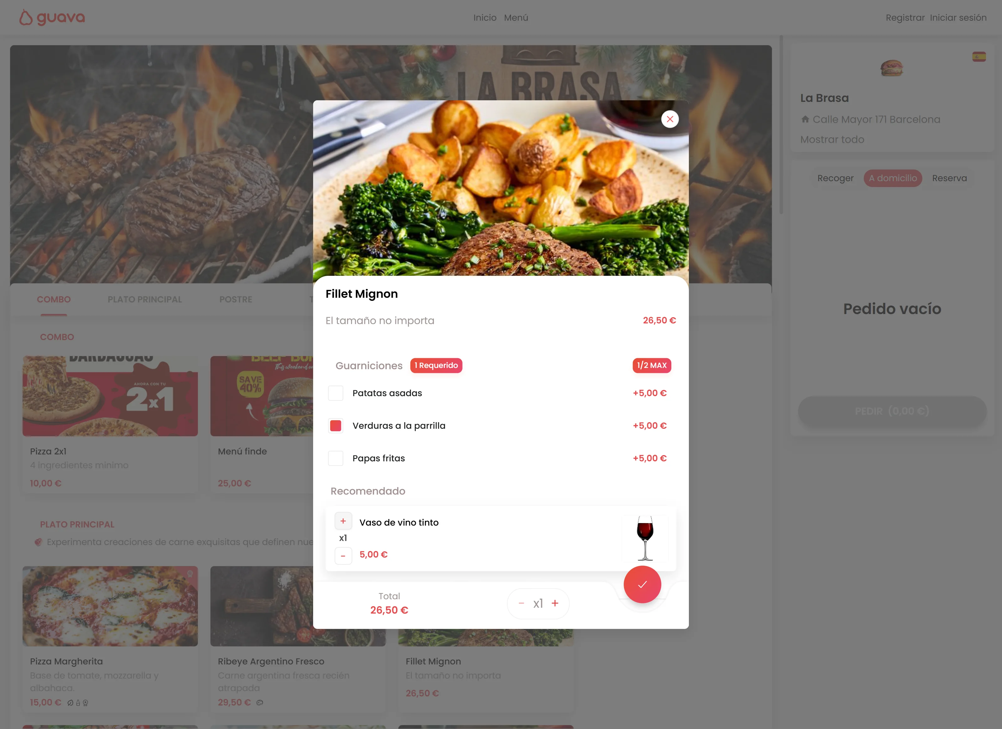 Cardápio digital no Guava 2