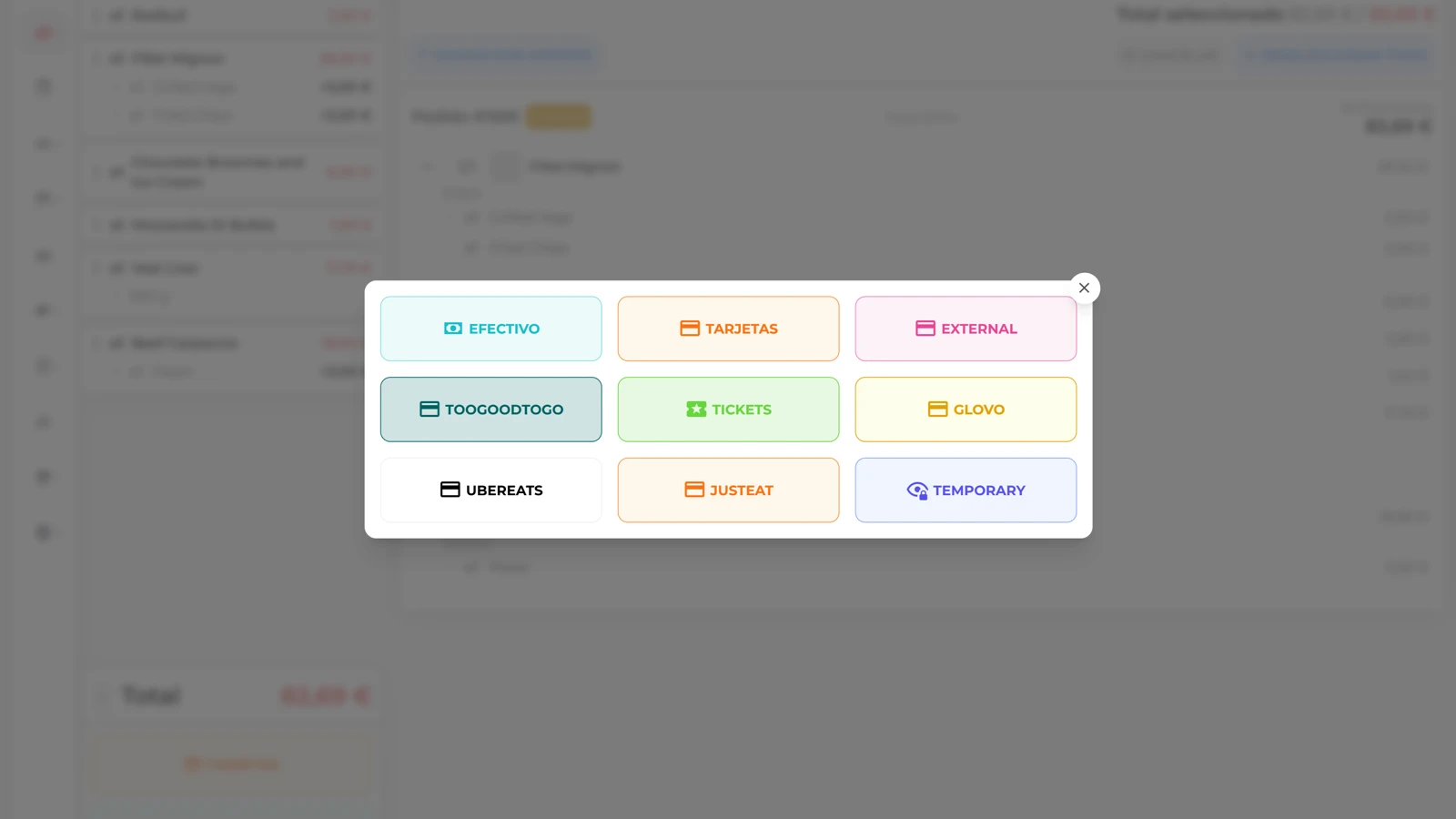 Integrated payment terminal in a restaurant