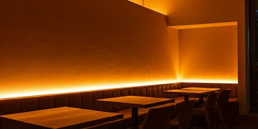 Abstract cozy restaurant interior with warm lighting