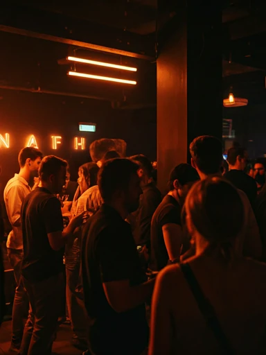 Busy nightlife crowd